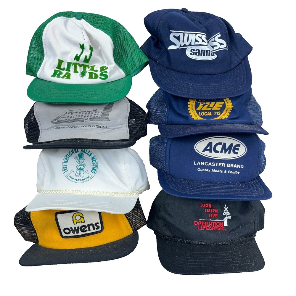 Vintage Trucker Hat Lot Snapback Cap 80s 90s Y2K Patch Mesh USA Advertising BG4